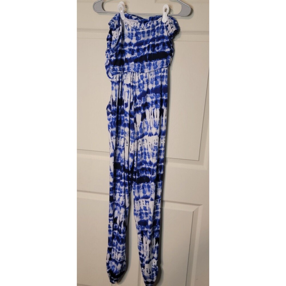 Love Halter Jumpsuit Blue Tie Dye Sz L